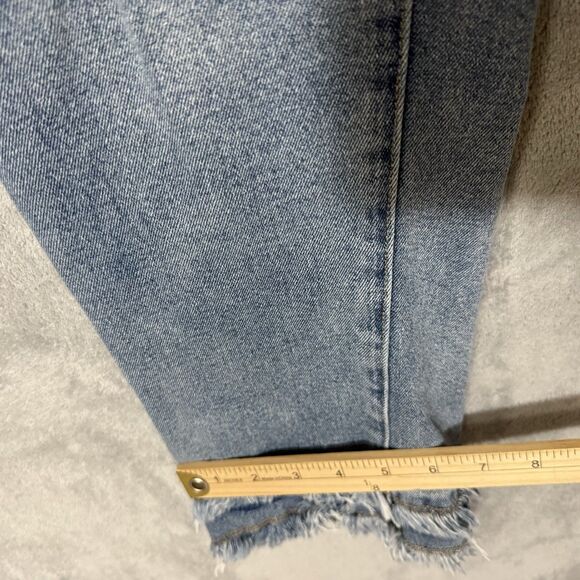 John Mark Jeans Women 12 Cropped Fringe Hem Boho Hippie Stretch Light Wash - Picture 6 of 8
